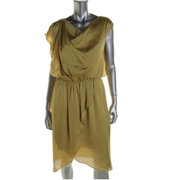 VINCE CAMUTO NEW Gold Satin Cowl Neck Party - Picture 1 of 2